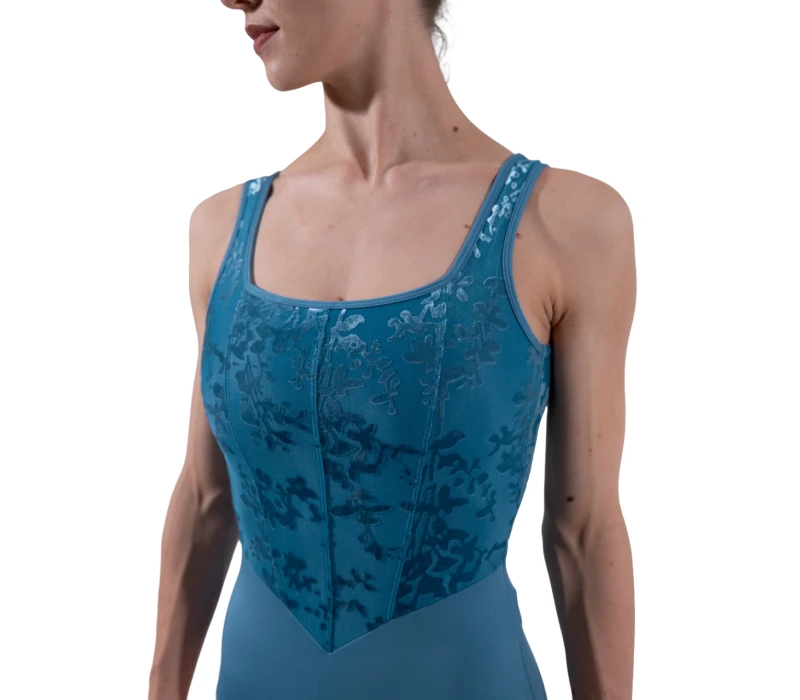 Capezio Cristóbal, body de dans pentru femei cu bretele groase Capezio Cristóbal, body de dans pentru femei cu bretele groase - Albastru furtună Capezio